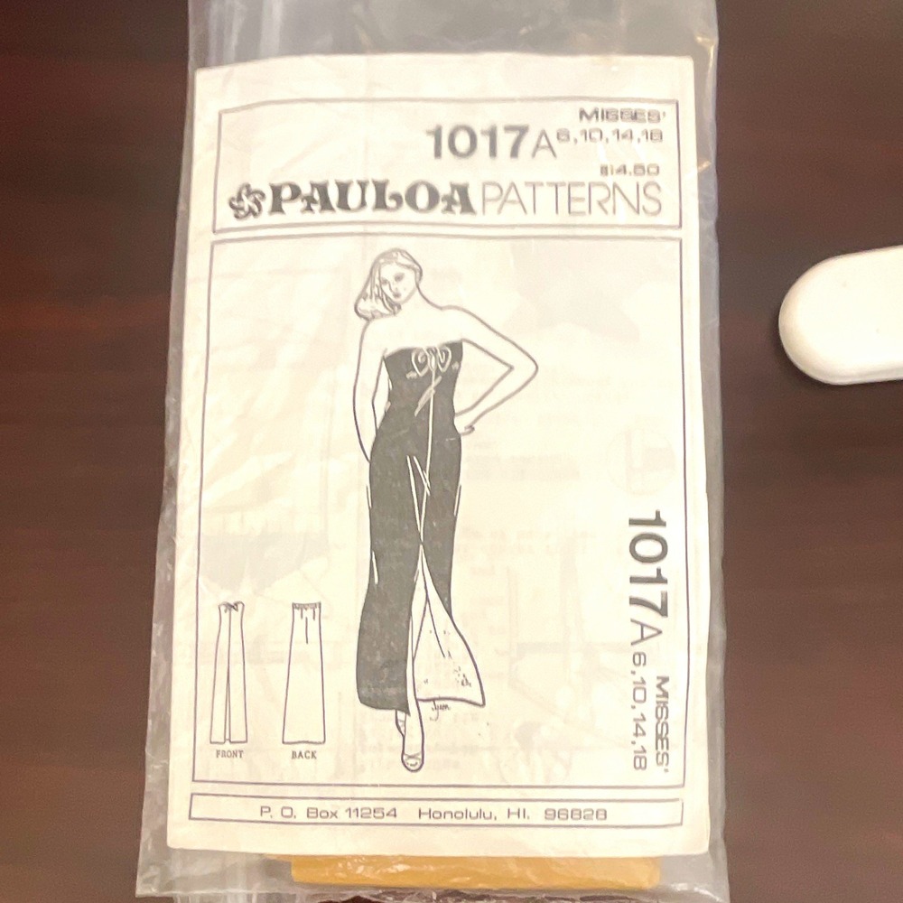 Pauloa Patterns 1017A Misses Pullover Semi-Fitted Long Dress Sewing Pattern 6-18